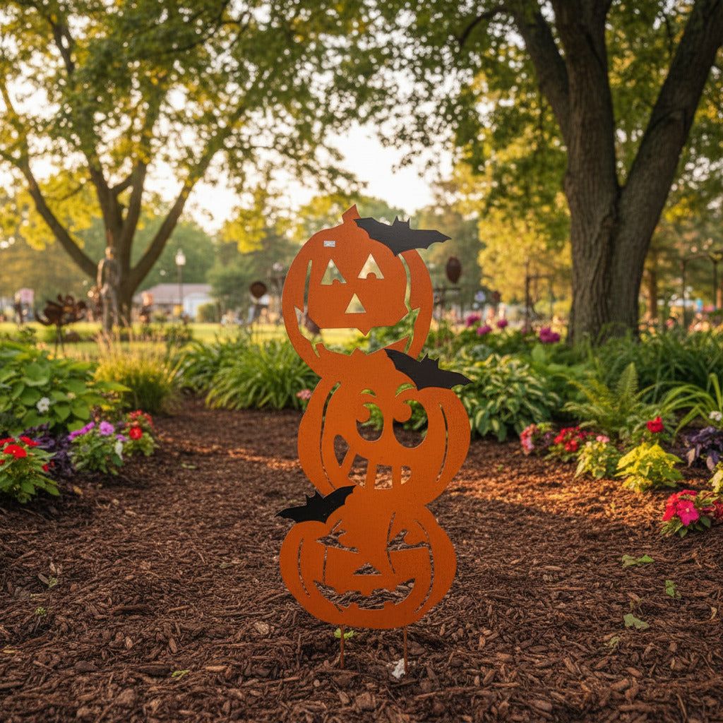 Triple Pumpkin With Bats