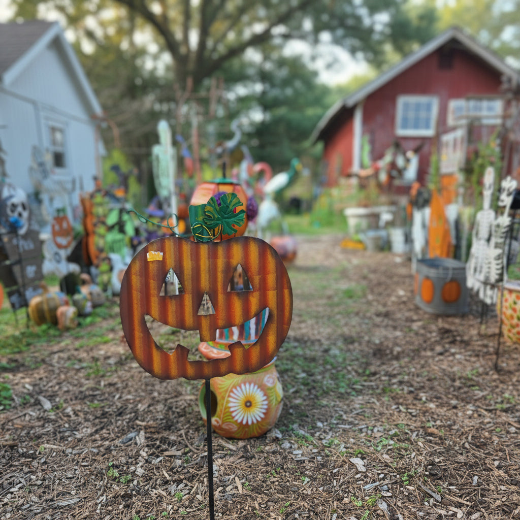 Currogated Pumpkin On Stake