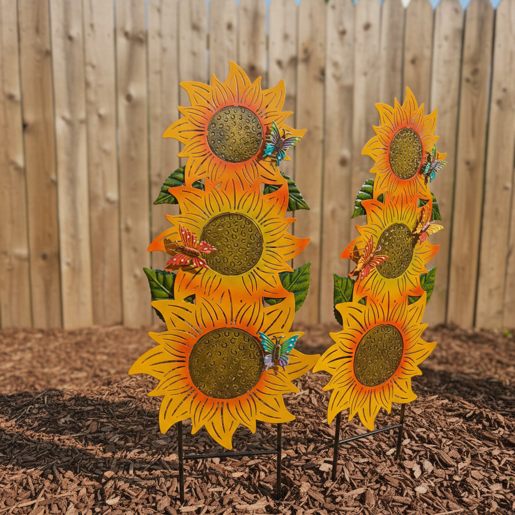 3 Sunflower Stack With Butterflies