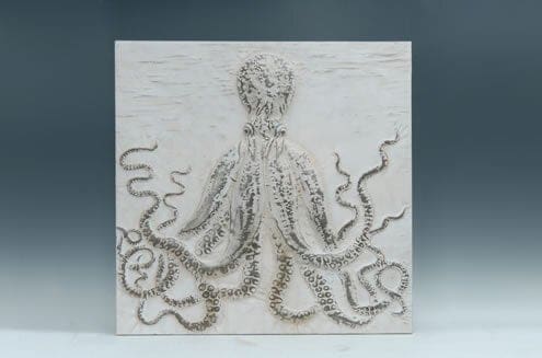 Metal Octopus Plaque Wht35