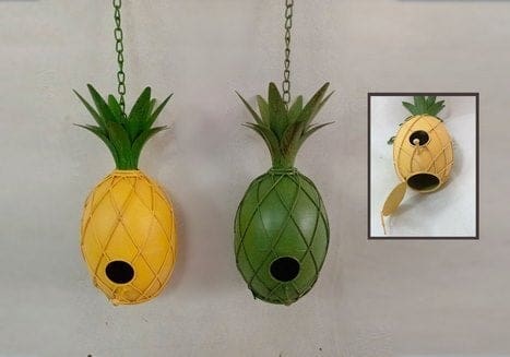 Metal Pineapple Birdhouse 11in