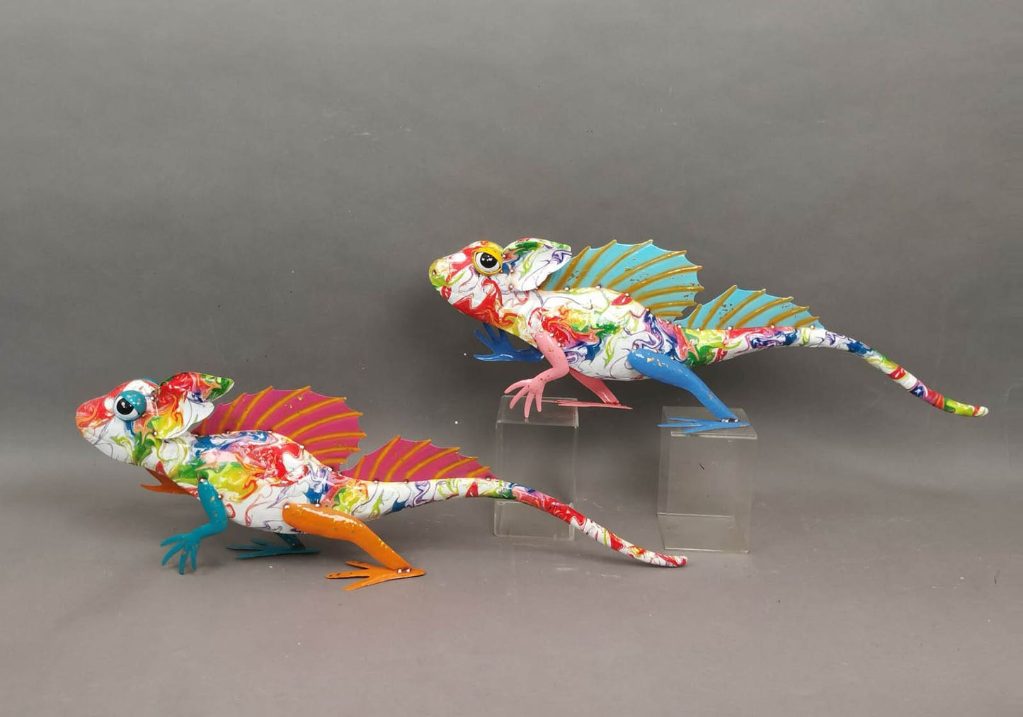 Colorful Fan Tail Chameleon Figurine