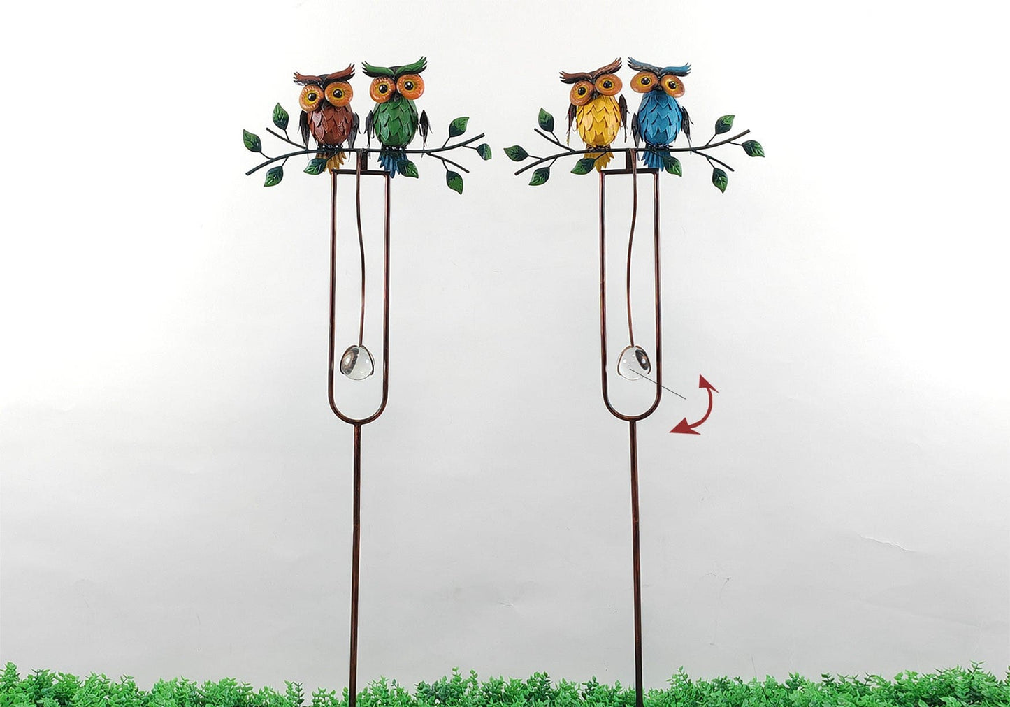 Metal Owls Mobile Garden Stake - 46"