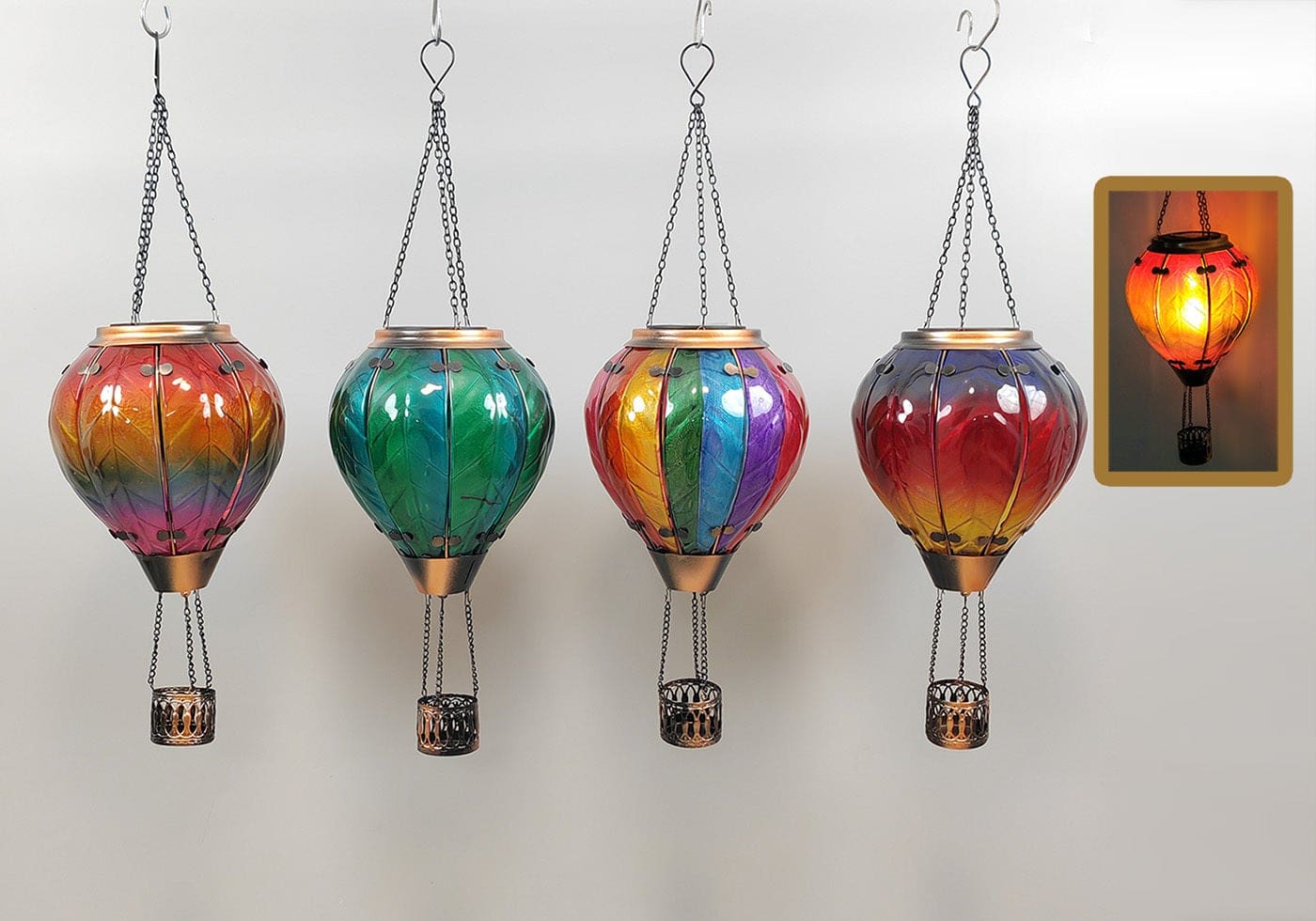 Solar Hot Air Balloon Hanging Lantern - 8"