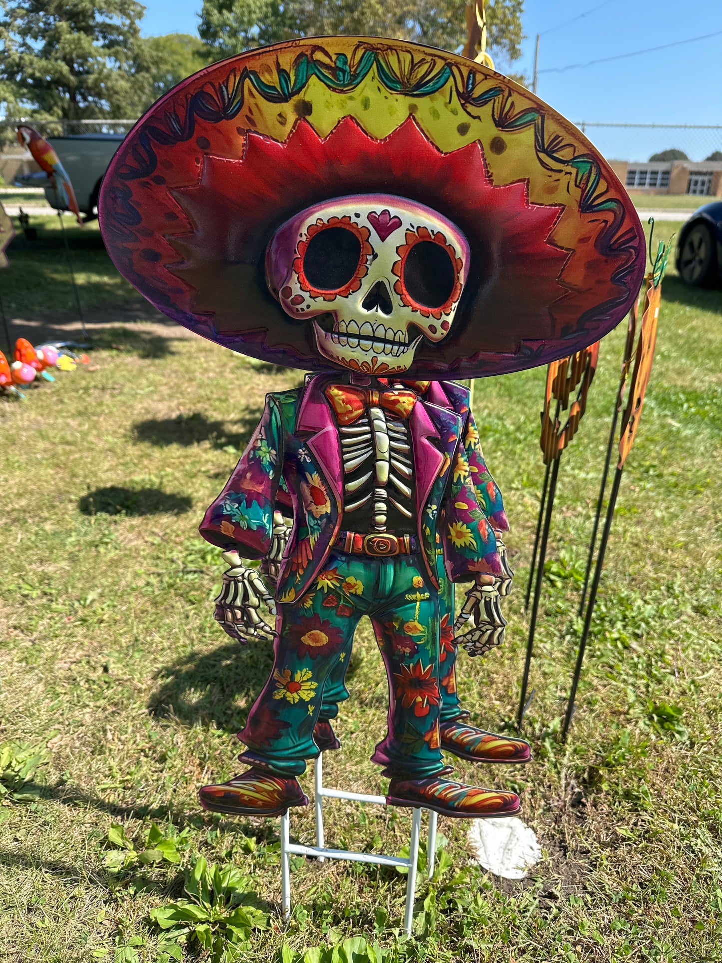 Metal Halloween Sombrero Skeleton