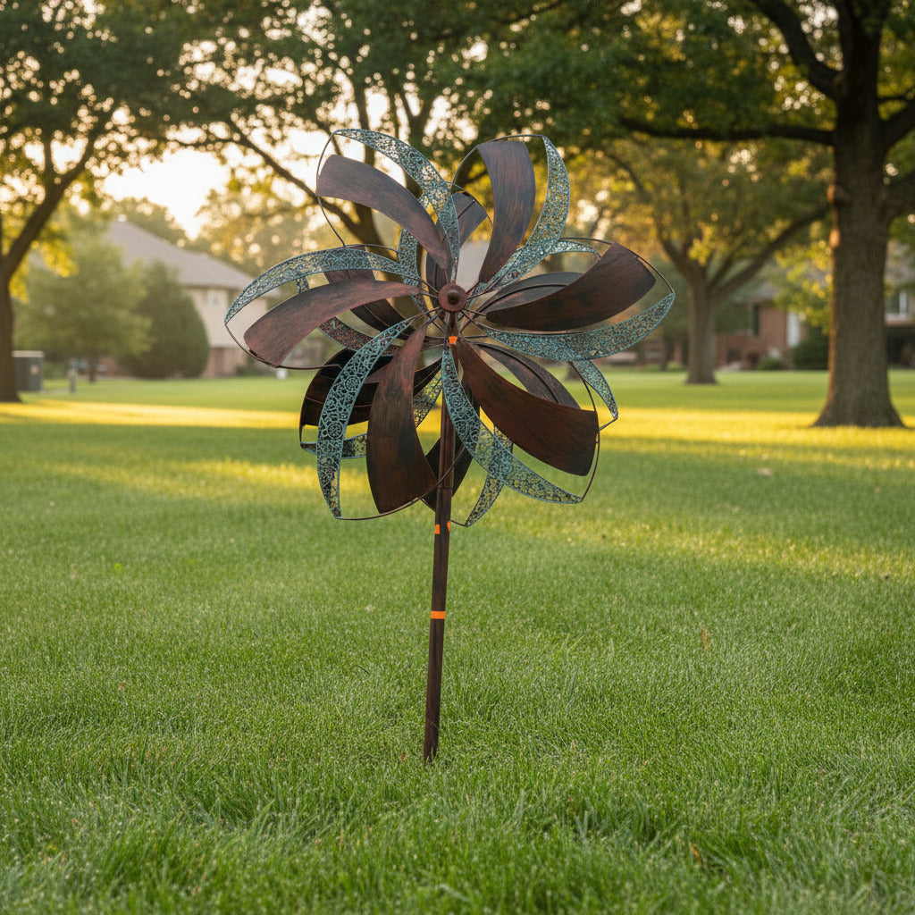 Blue and Brown Banded Stripe Wind Spinner