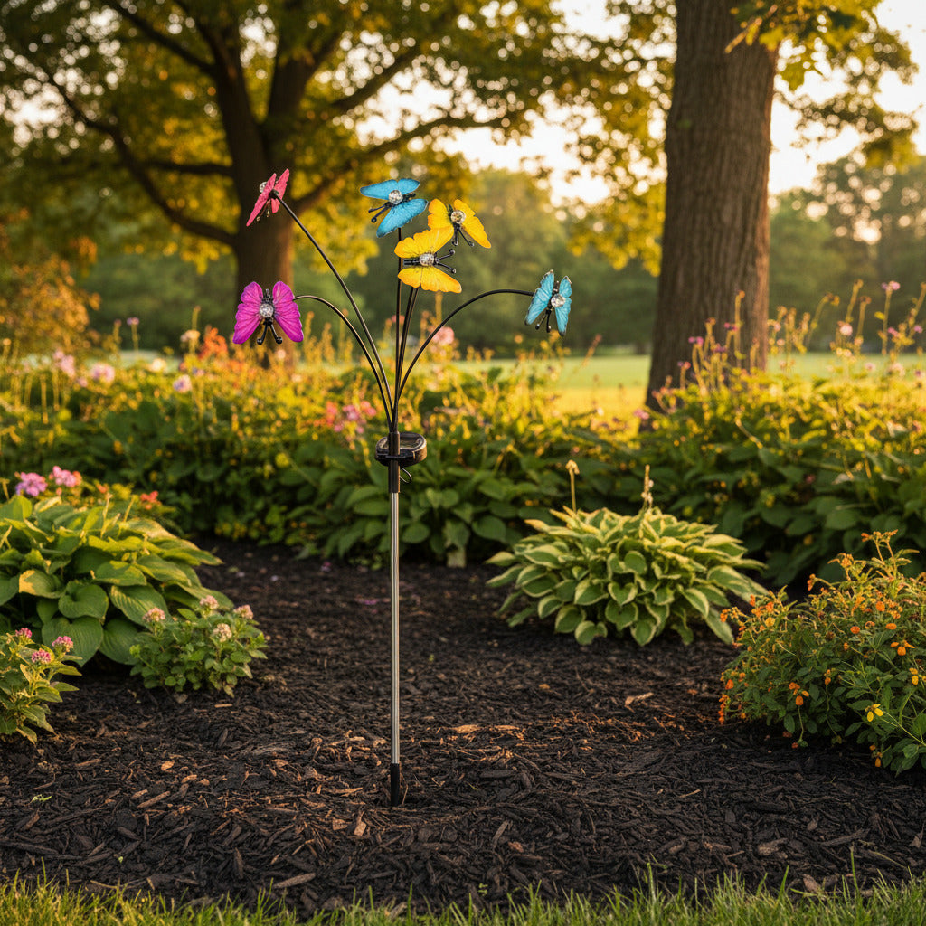 Garden Metal Butterfly Solar Stake