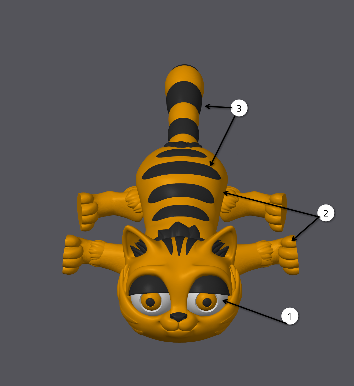 1 - eye color; 2 - main body color; 3 - accent fur color