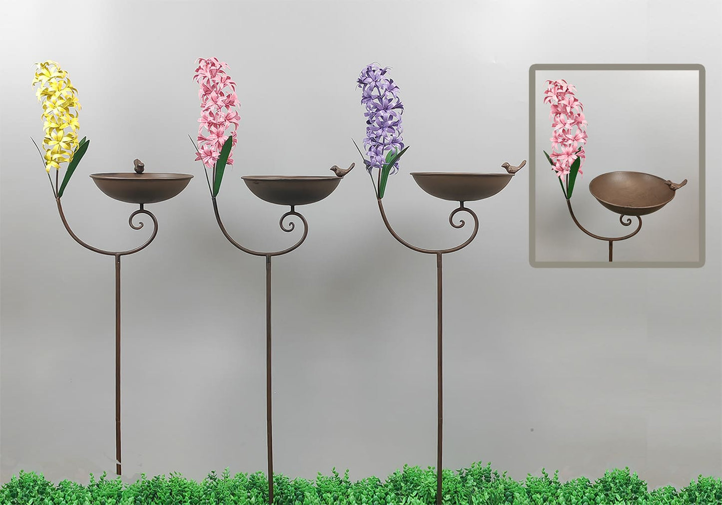 Hyacinth Bird Bath Stake