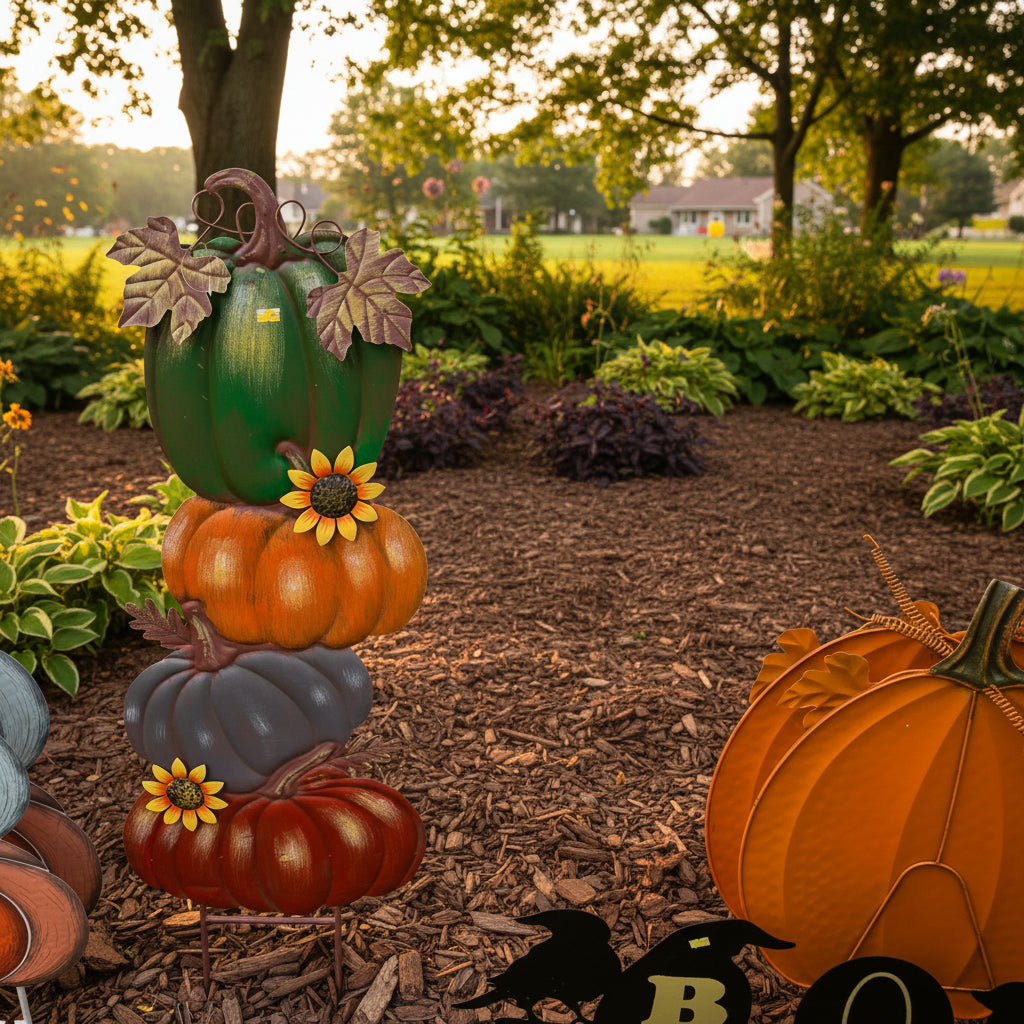 4 Stack Pumpkins With Sunflowers