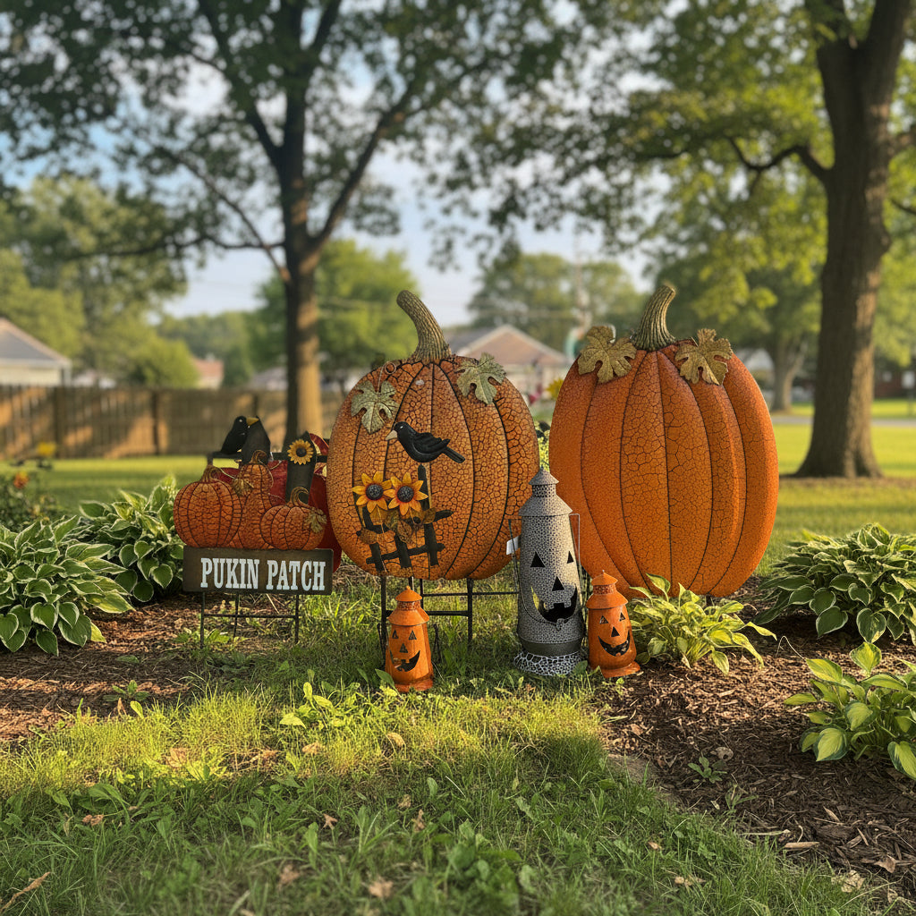 Large Pumpkin With Fence Crow