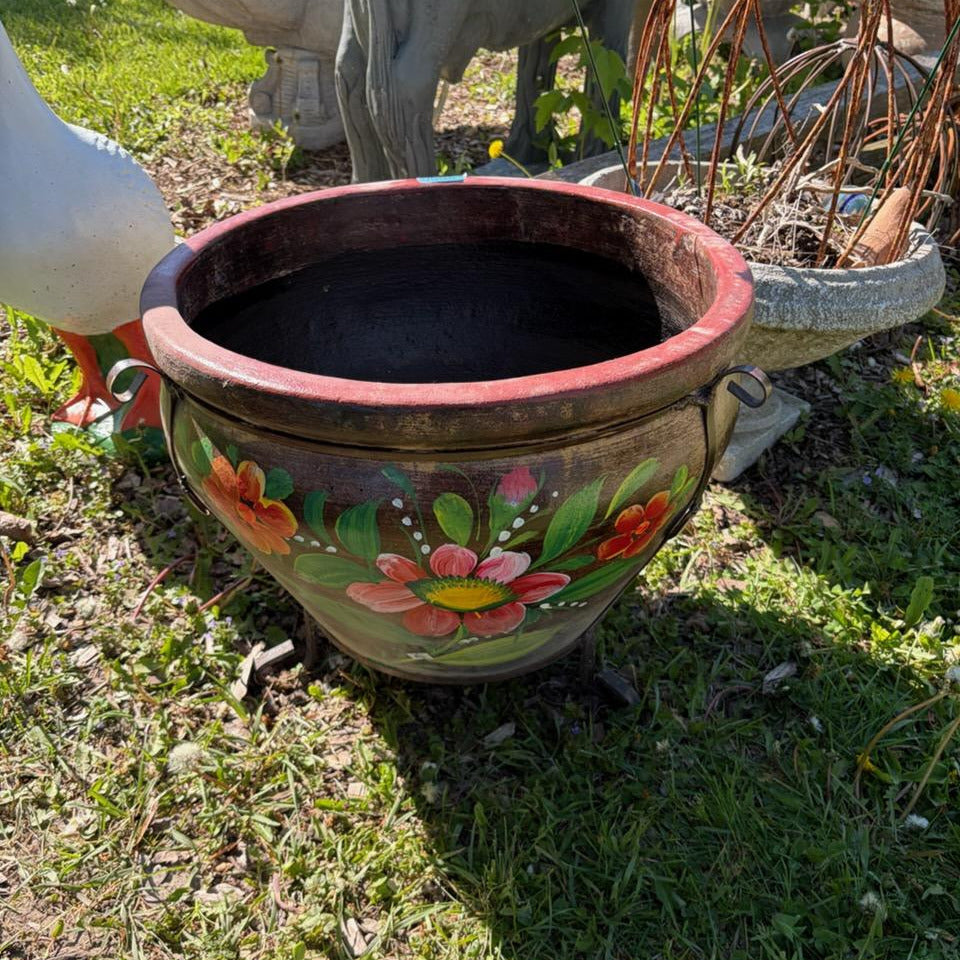 Large Painted Terracotta Pot