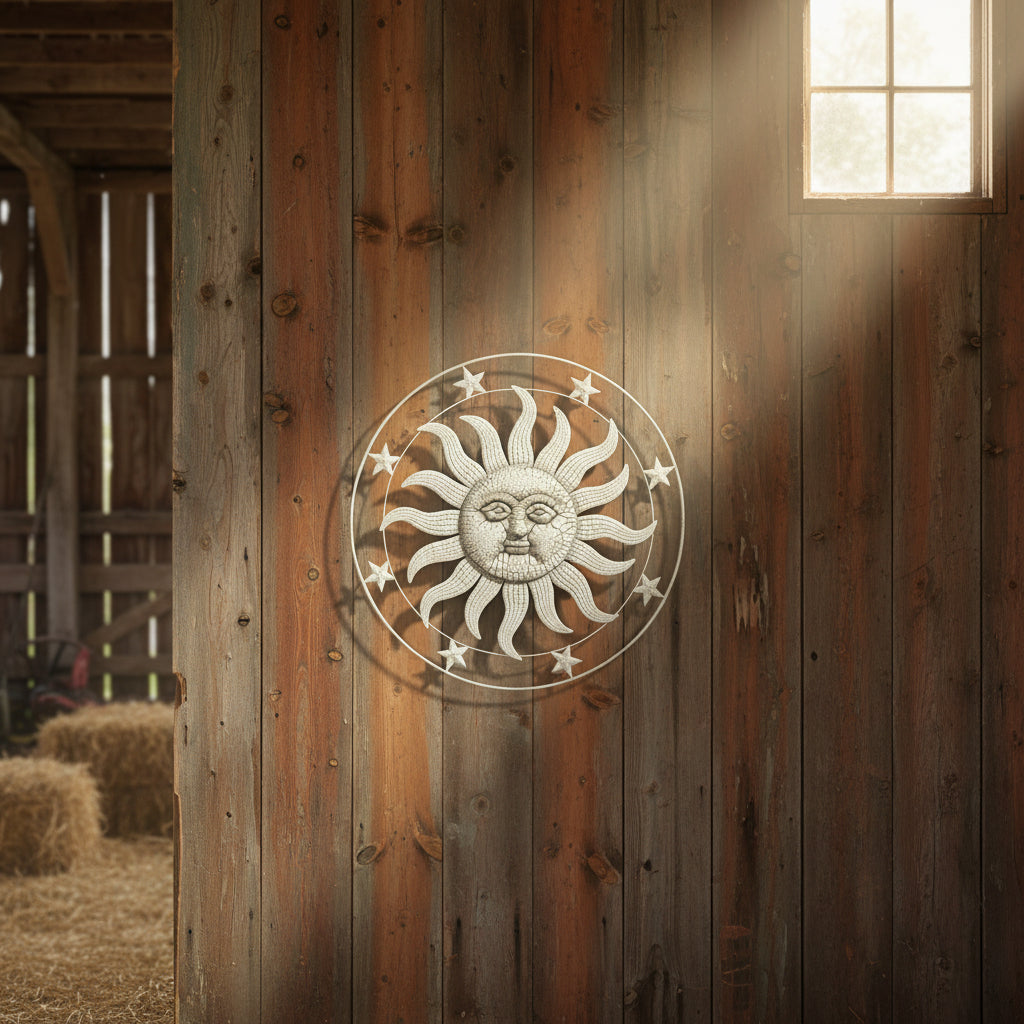 White Crackle Sun Face with Stars