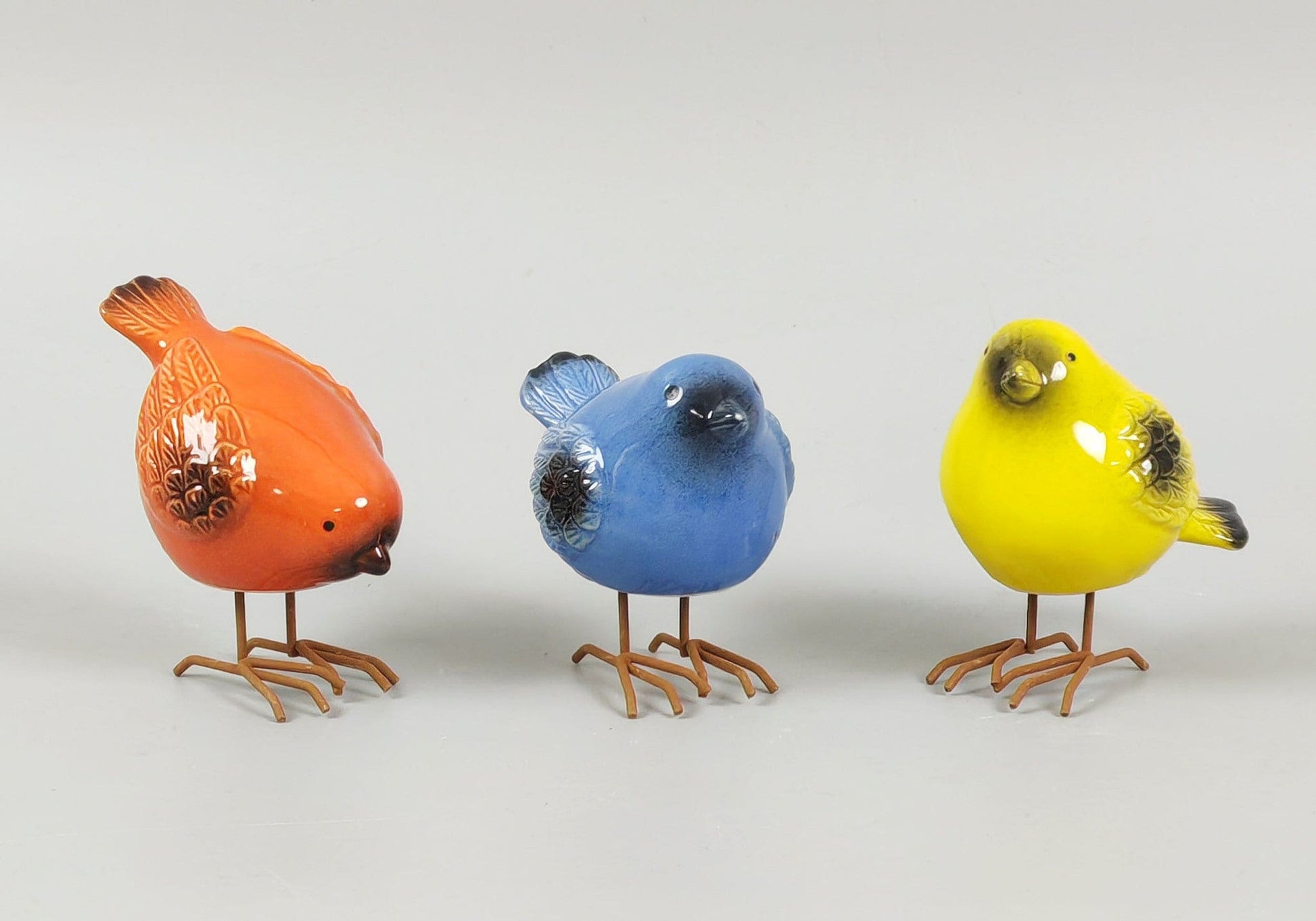 Porcelain Bird W/Metal Legs 3-4