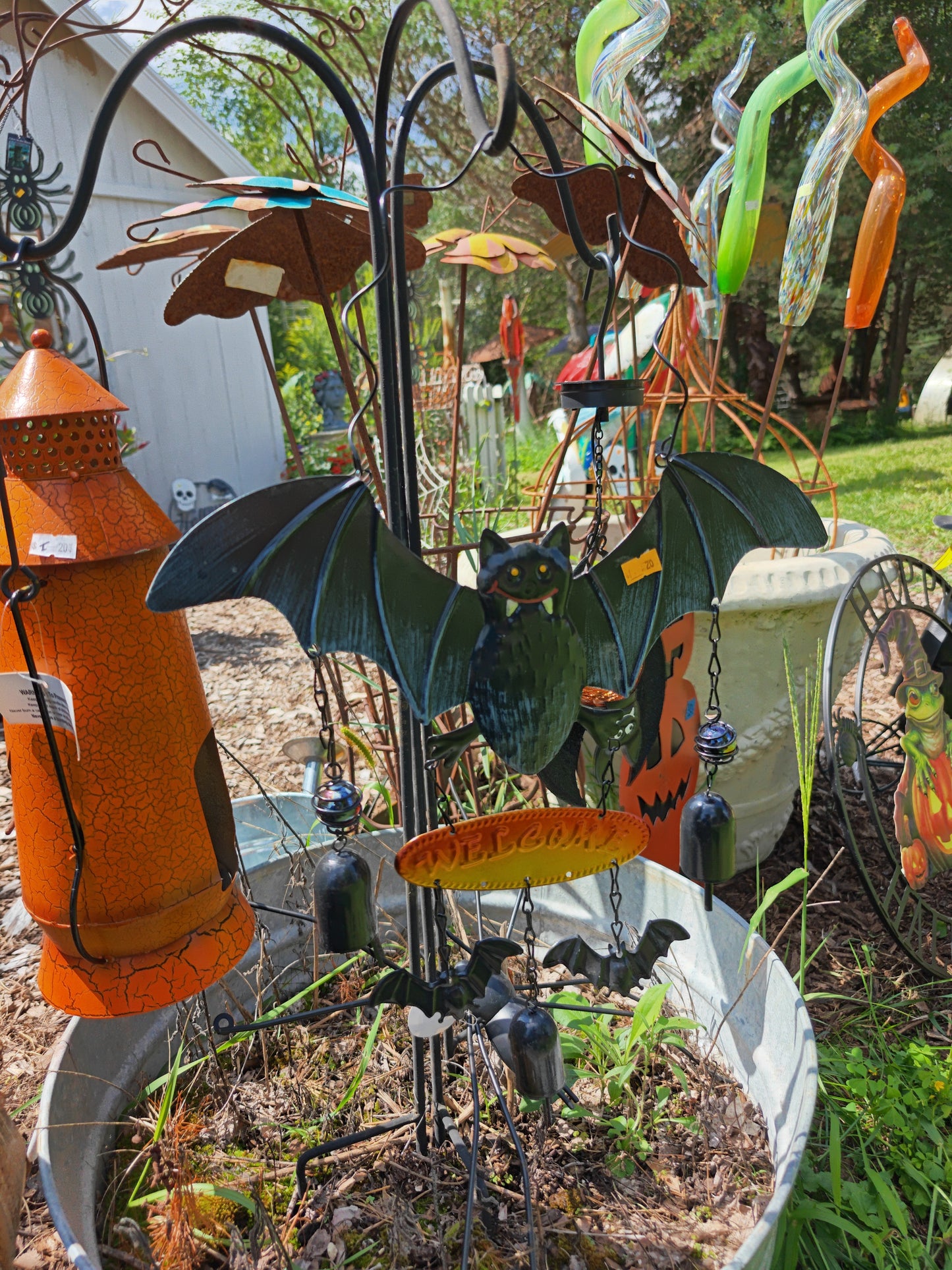 Hanging Welcome Bat With Bells