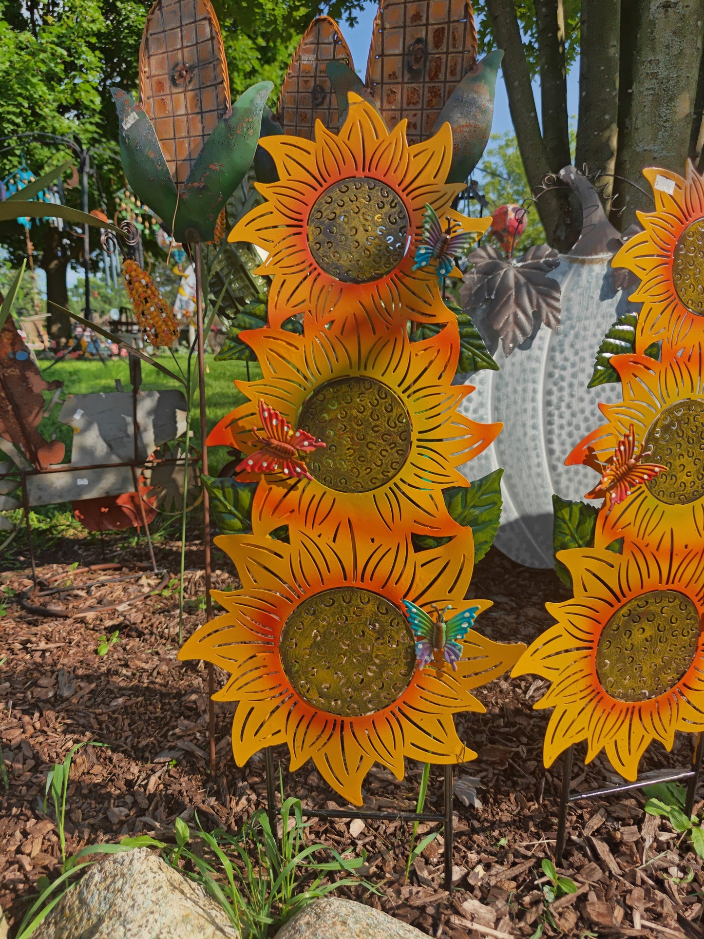 3 Sunflower Stack With Butterflies