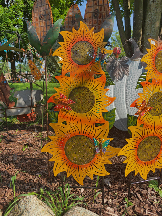 3 Sunflower Stack With Butterflies