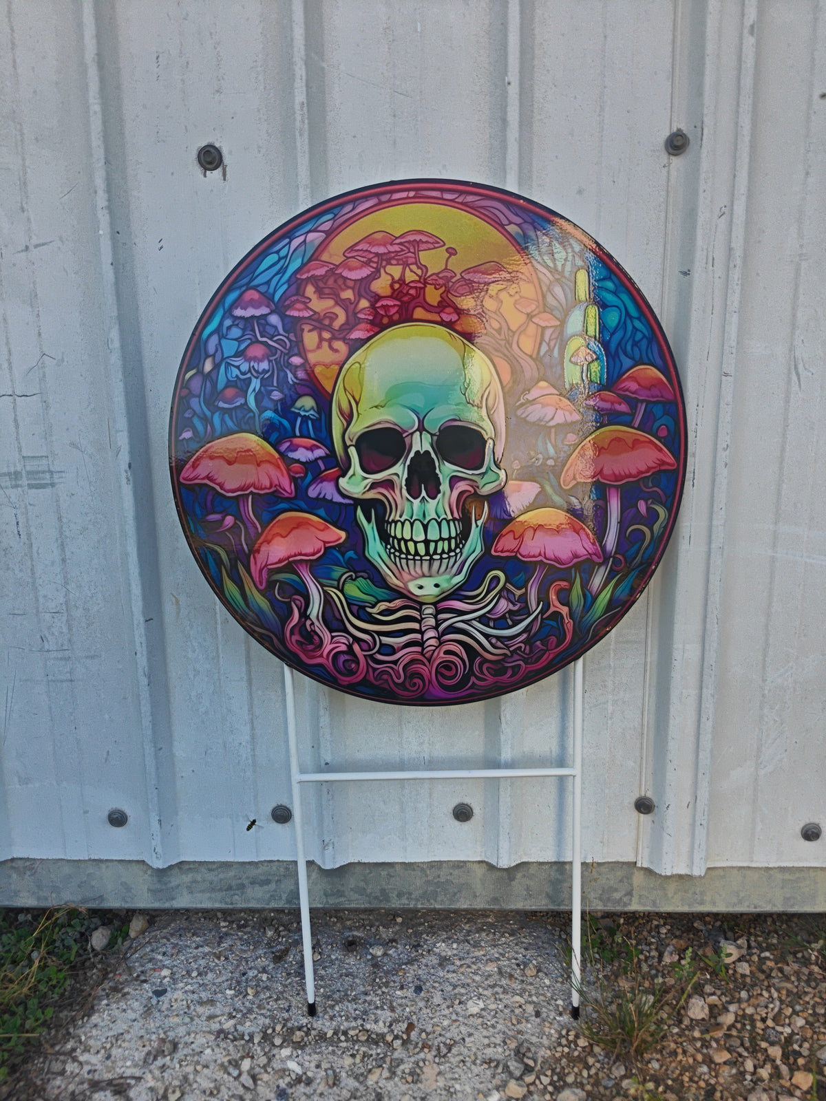Round Metal Halloween Skull Head