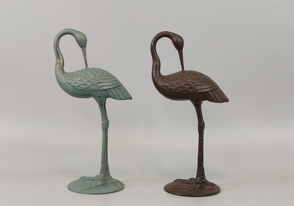 Cast Iron Standing Bird Statue - 16"