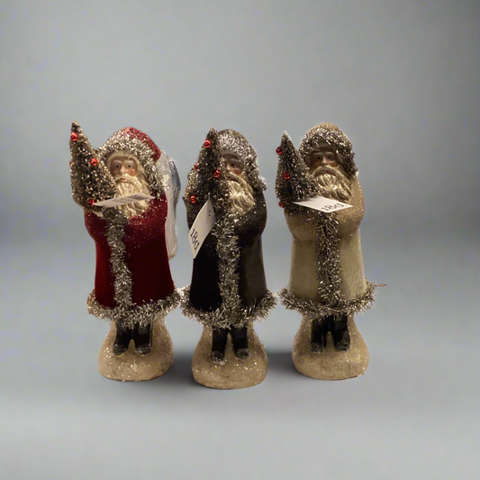 Assorted Velvet Old Fashioned Santa 8.25in