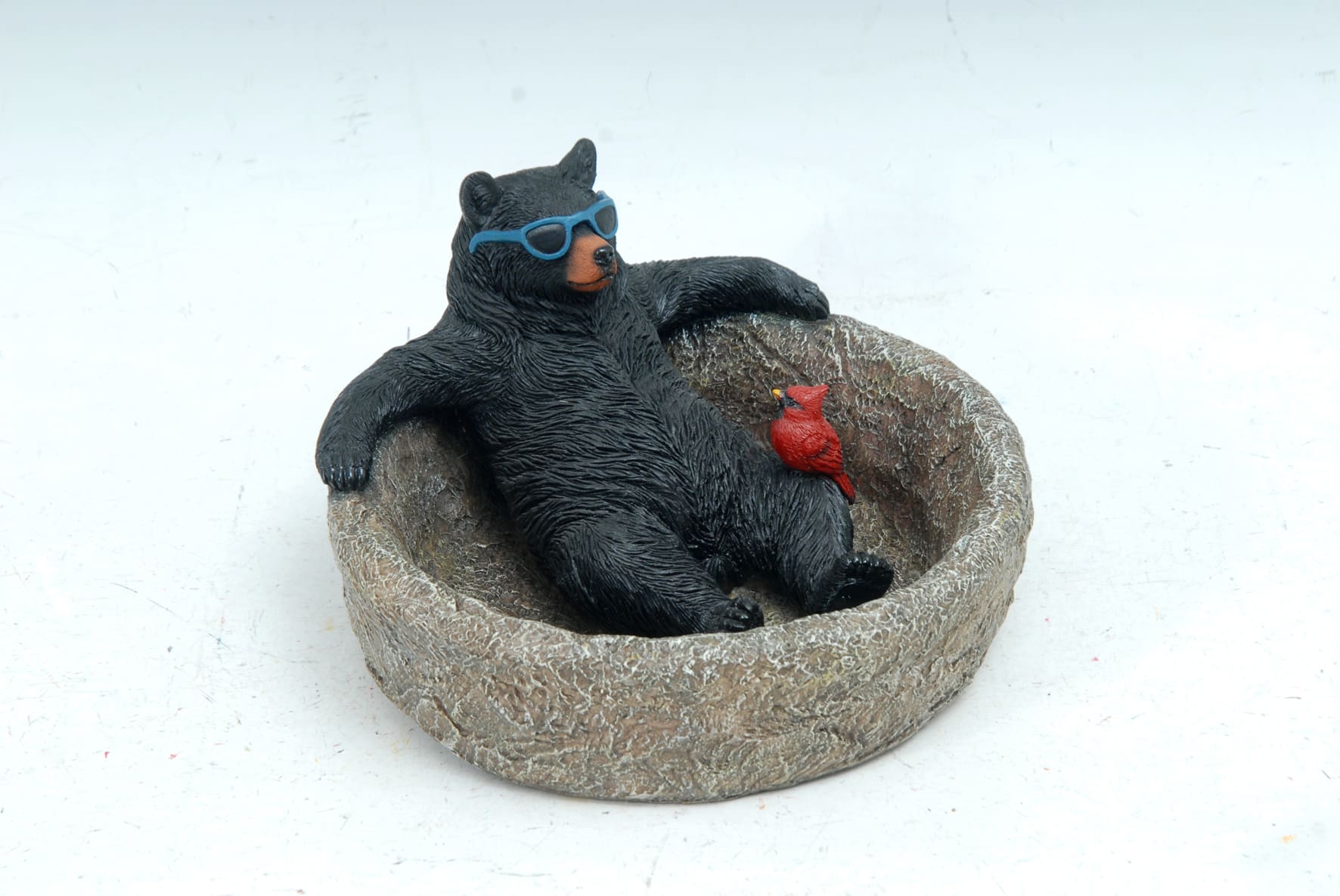 Bear Bathing Bird Bath 11in