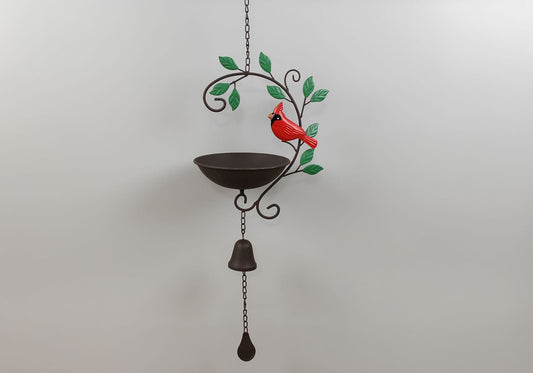 Metal Cardinal Bird Feeder 11DX32H