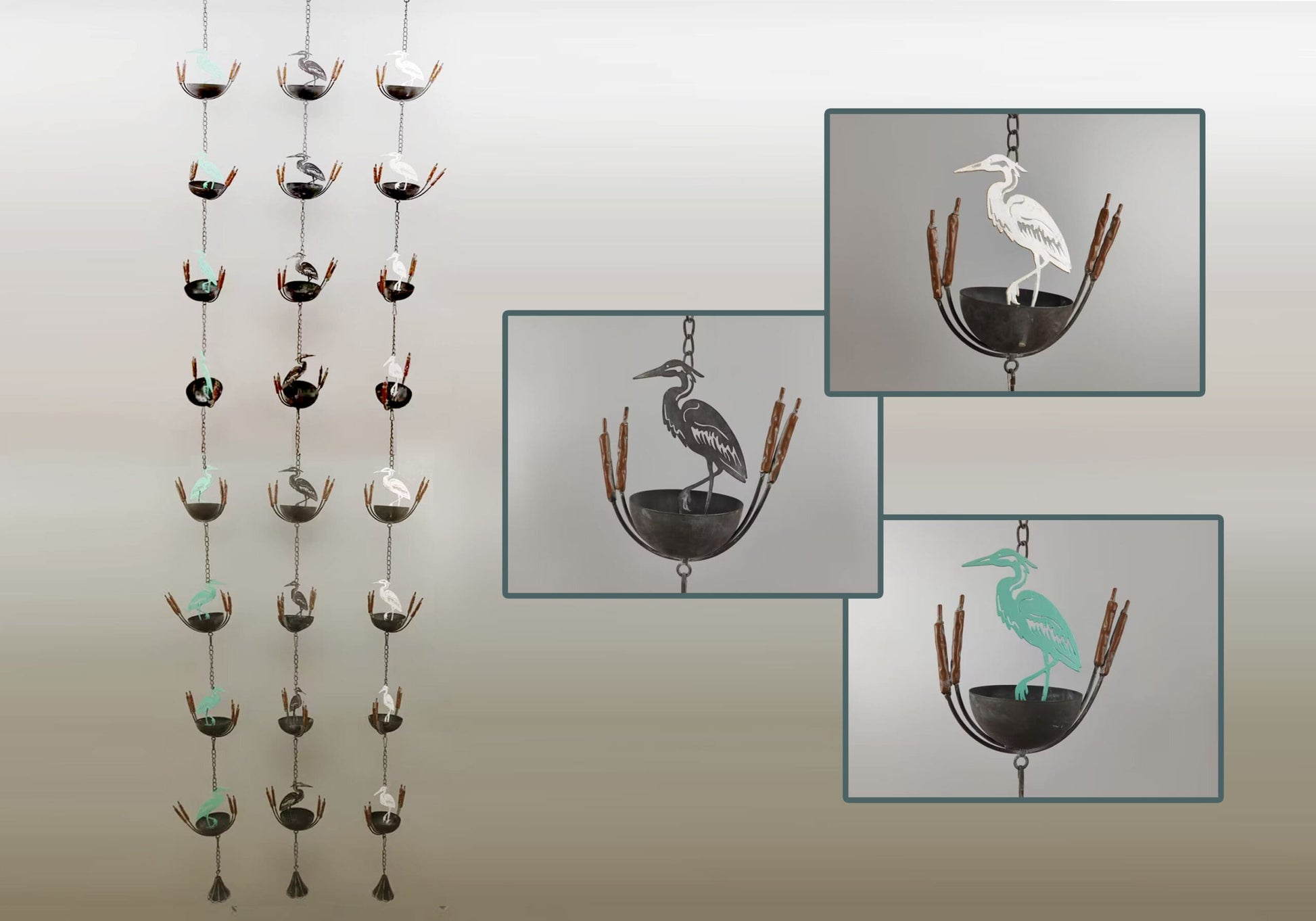 Metal Heron Rain Chain