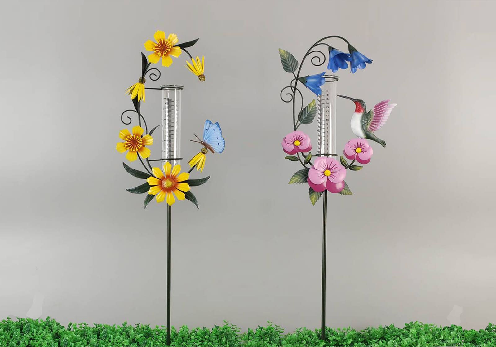 Metal Flower Rain Gauge 36