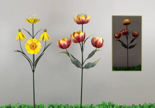Metal Flower Solar Stake36