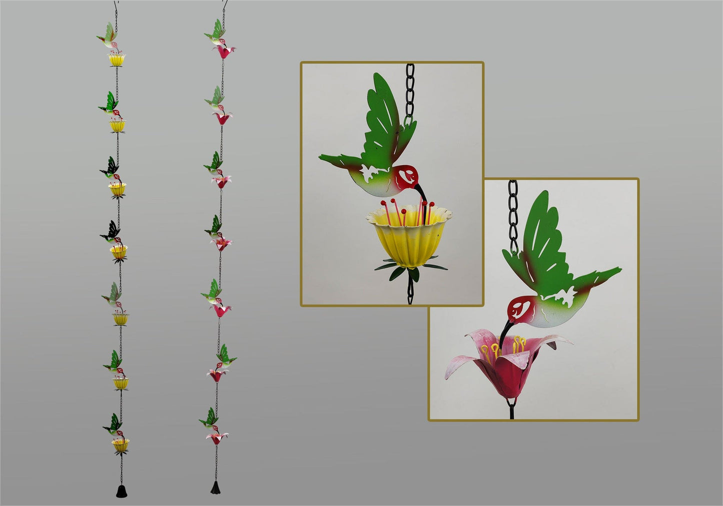 Hummingbird Flower Rain Chain - 98"