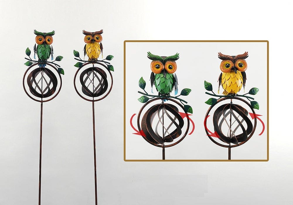 Metal Owl Spinner Stake