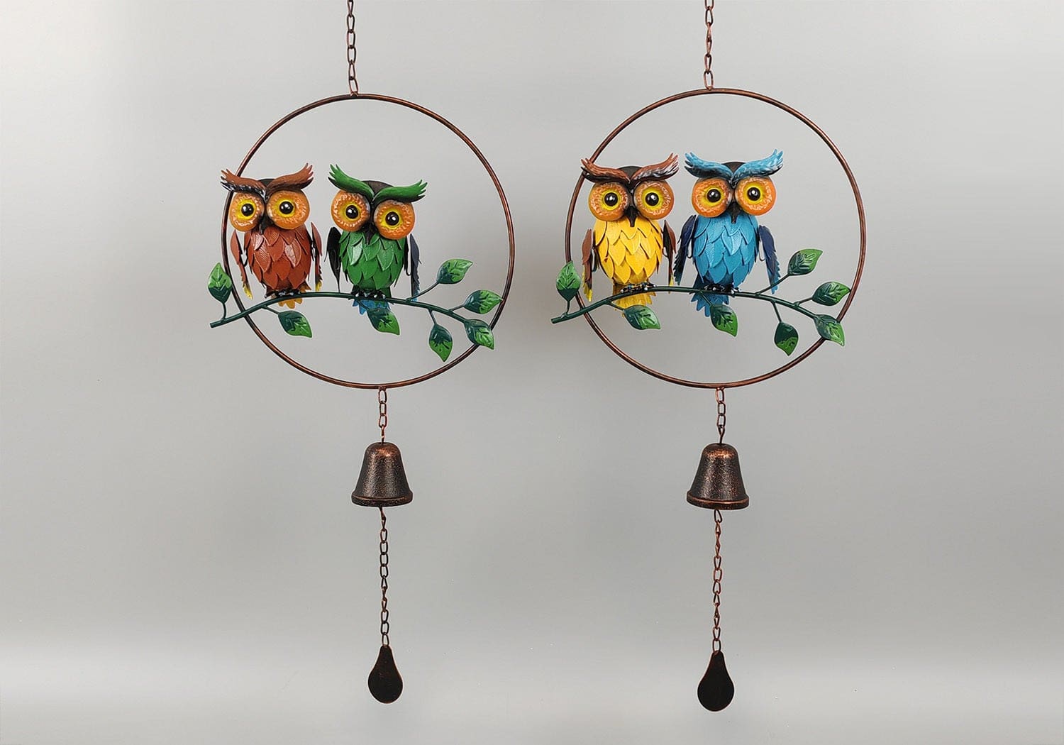 Metal Owls Wind Chime Wall Hanging - 32"