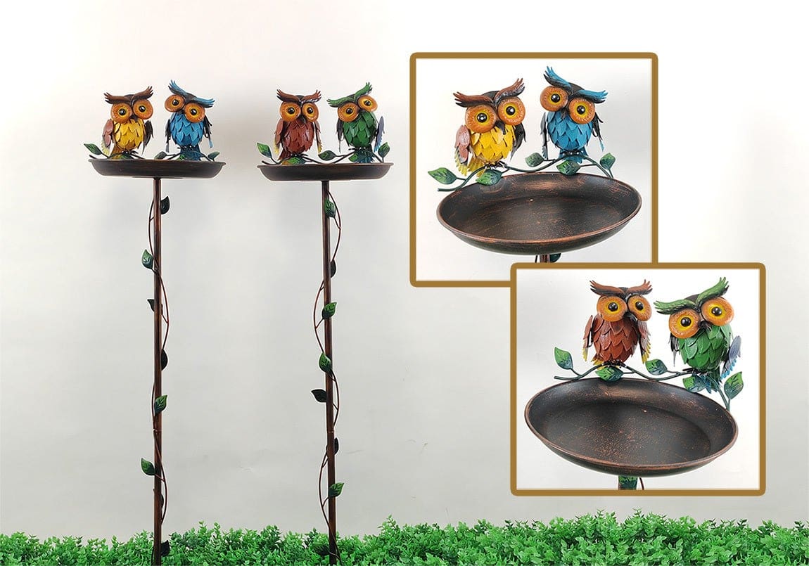 Metal Owl Bird Feeder Garden Stake - 43"