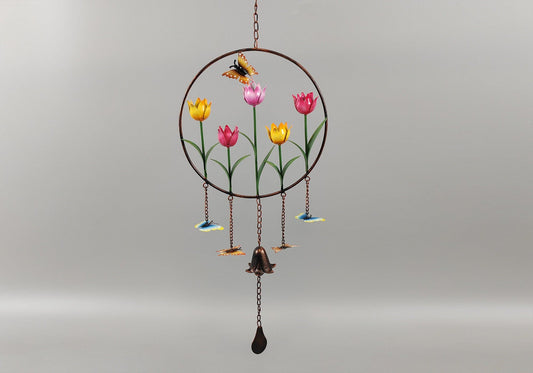 Metal Tulip Wind Chime - 11" Diameter