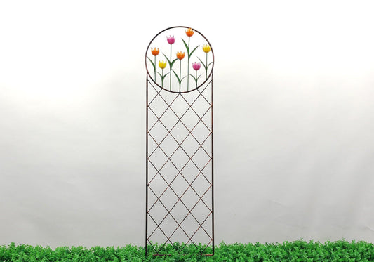 Metal Tulip Garden Trellis - 53"