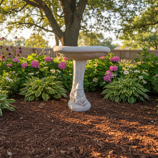 Mushroom Gnome Birdbath