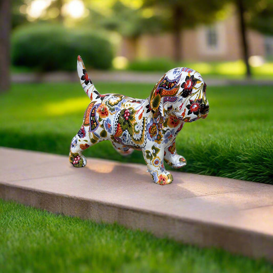 Floral Resin Standing Dog