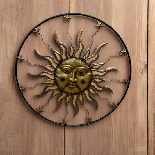 Gold Metal Sun Face w/ Star