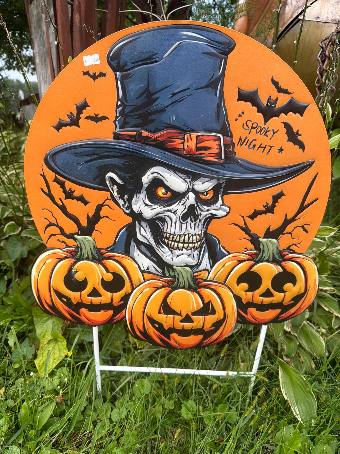 Metal Halloween Skeleton/Pumpkins