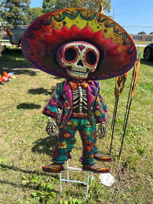Metal Halloween Sombrero Skeleton