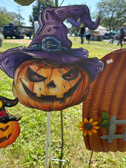 Metal Halloween Jack On Pole