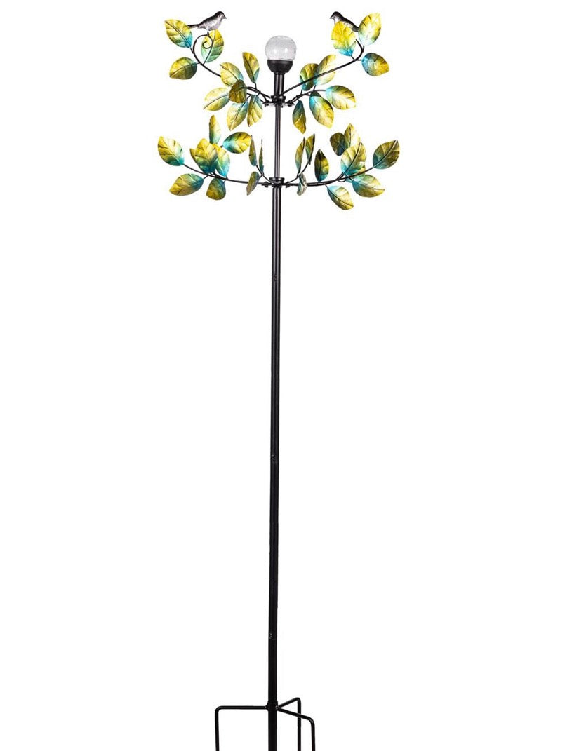 Bird and Leaf Solar Spinner