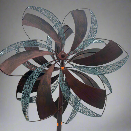 Blue and Brown Banded Stripe Wind Spinner