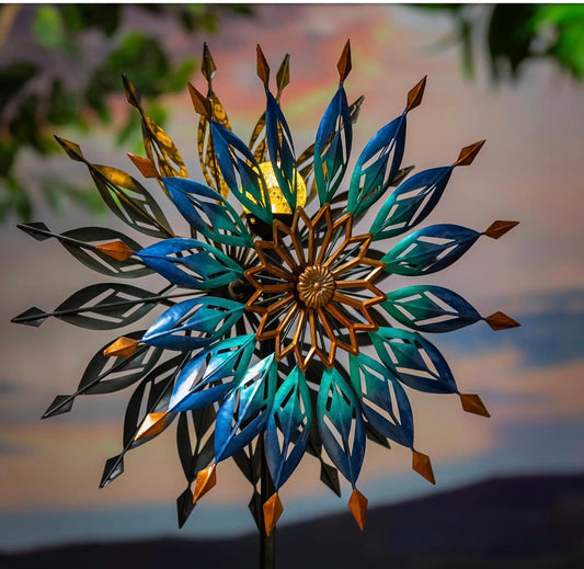 Blue and Copper Diamond Solar Spinner