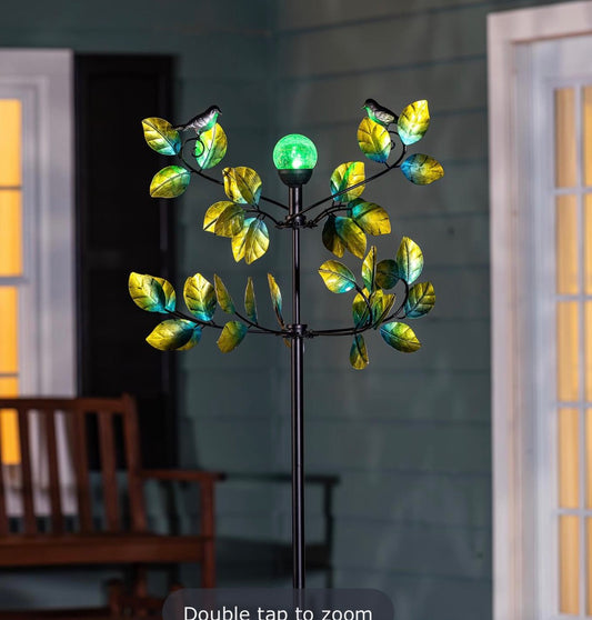 Bird and Leaf Solar Spinner