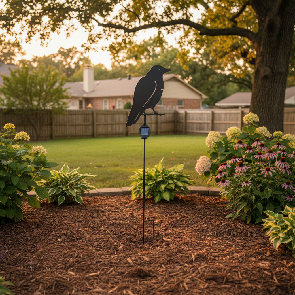 Solar Metal Crow Stake