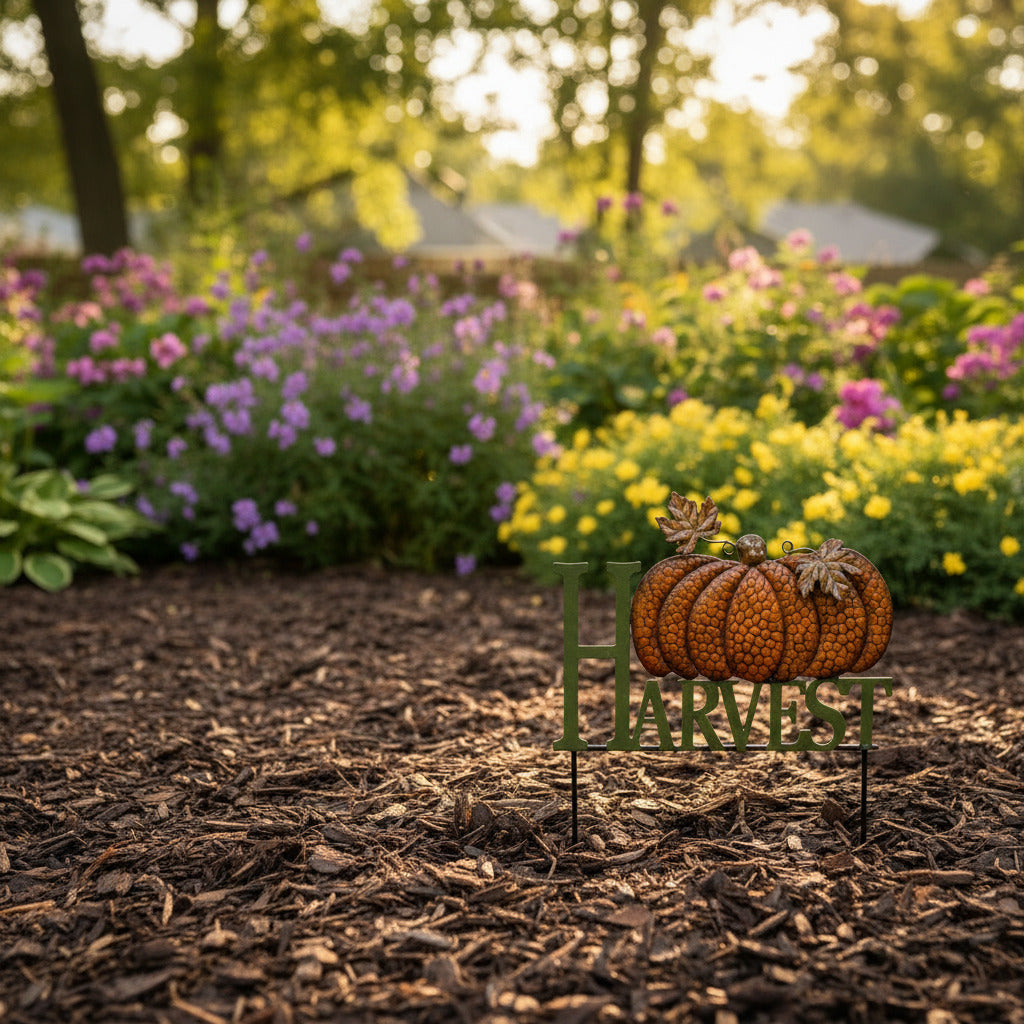 Orange Pumpkin Harvest Stake