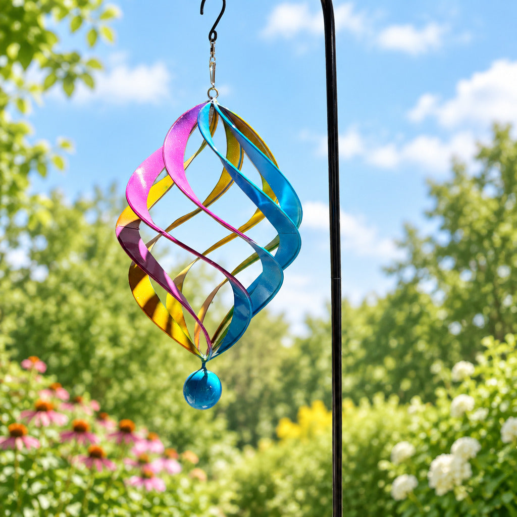 Multi-color Metal Wind Spinner With Shepherds Hook