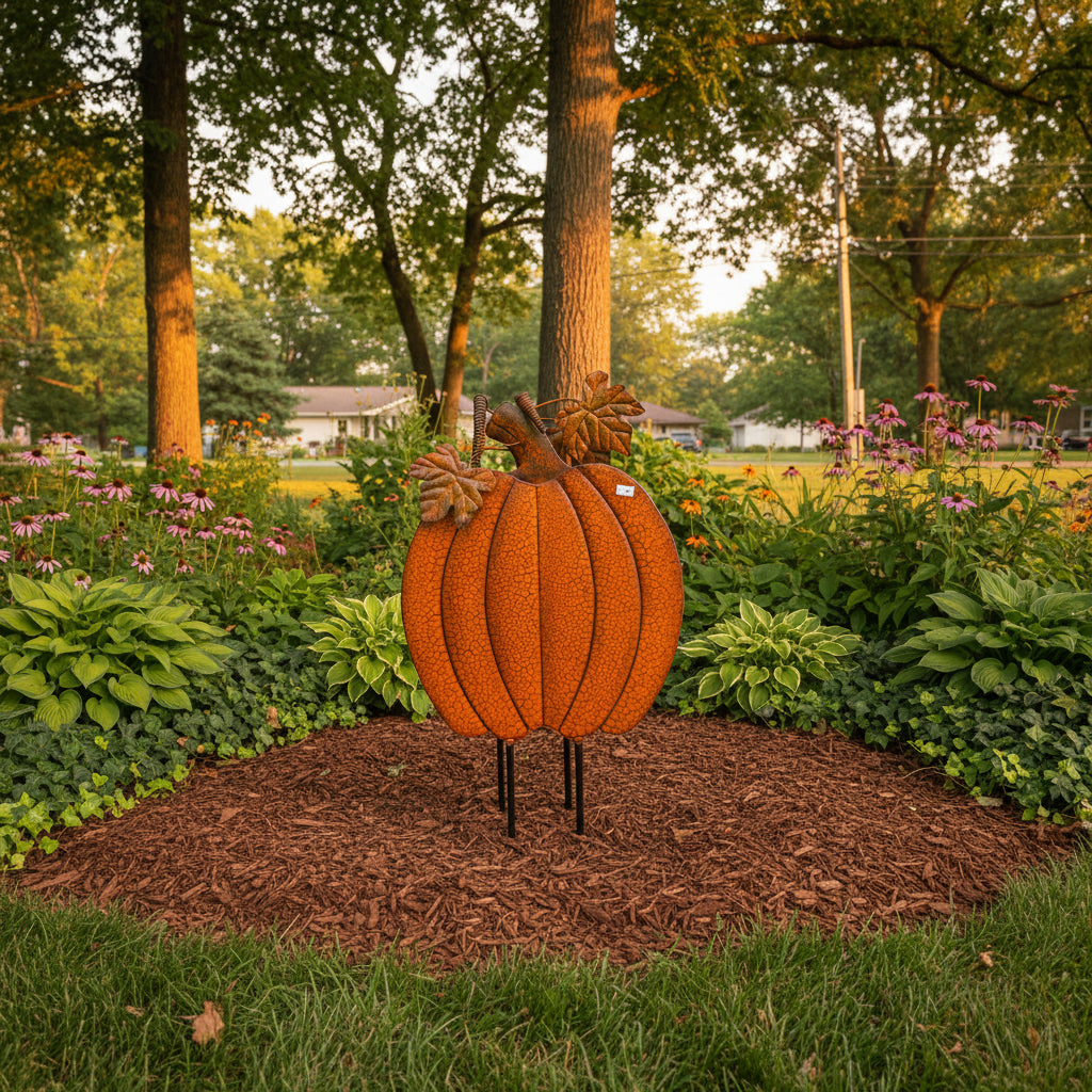 Textured Pumpkin with Leaves