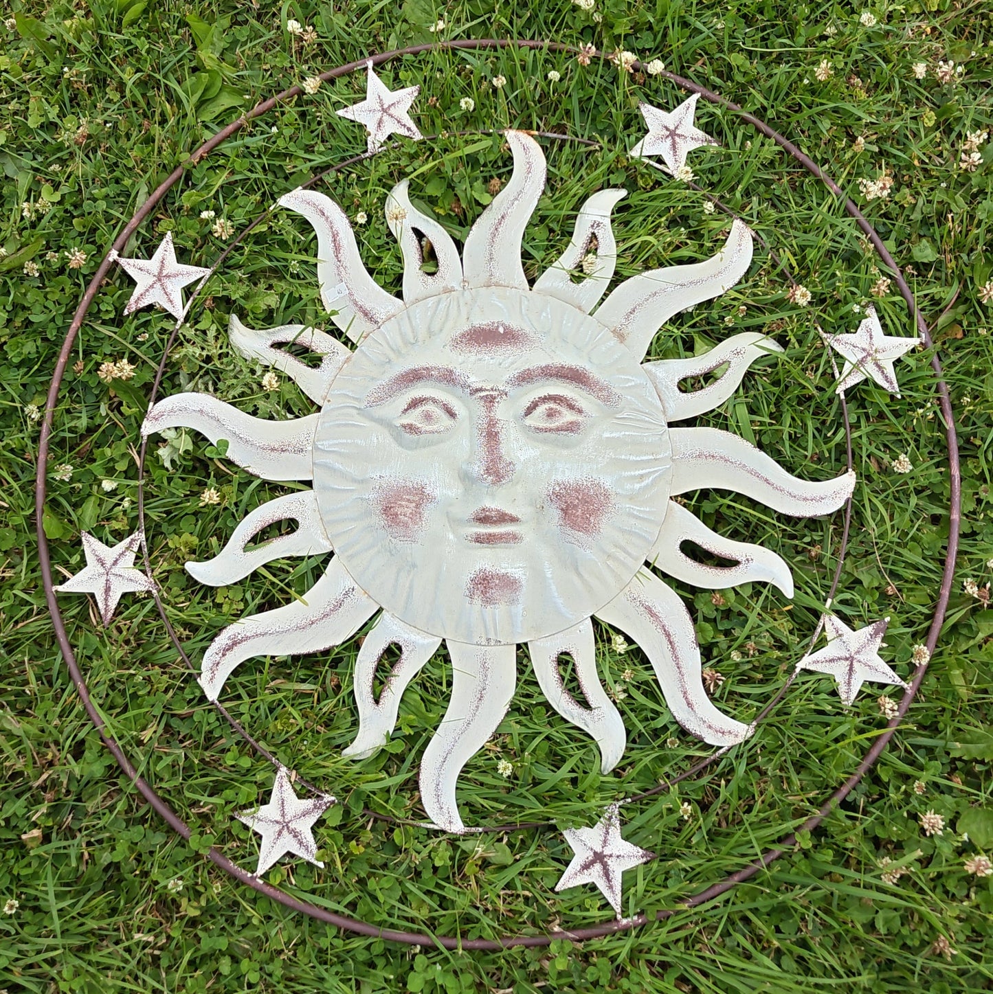 White Sun Face with Stars